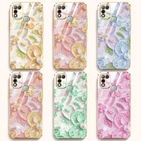 เคสโทรศัพท์สำหรับ Infinix Hot 10 Play Hot 11 Smart 5 2021 X688B X688C X682 X682B X682C ภาพวาดสีน้ำมันสไตล์แบนกรอบส่งเชือกเส้นเล็ก