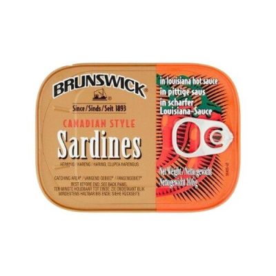 Import Foods🔹 Brunswick Sardines in Louisiana hot sauce 106g  บรันสวิกซาร์ดีนอินลุยเซียนาฮอตซฮส 106กรัม