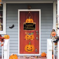 【YP】 Pumpkin door Hanging Sign Pendants Faced Bat Paper Front Door Hanger Decorations for 2023