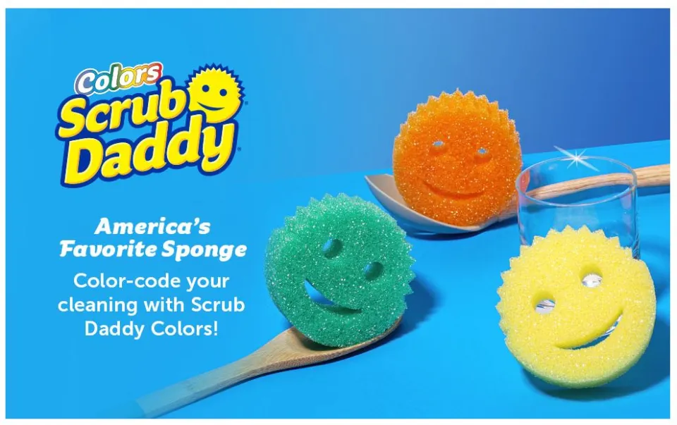 Scrub Daddy Sponge Daddy - Scratch-Free Multipurpose Dish Sponge - BPA Free  & Made with Polymer Foam - Stain & Odor Resistant Kitchen Sponge (4 Count)