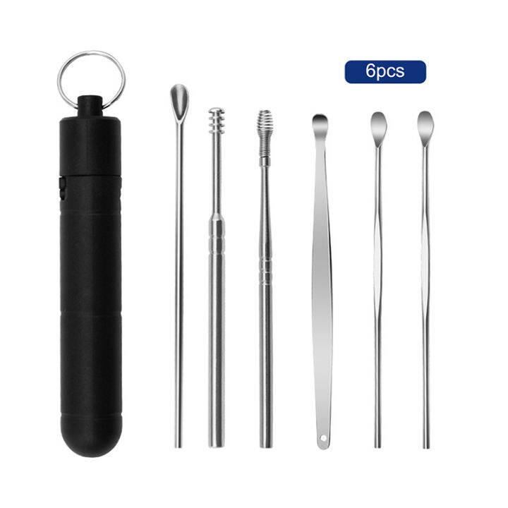 lowest-price-mh-1-6ชิ้น-เซ็ต-ear-wax-removal-tool-earpick-ear-cleaner-ช้อนทำความสะอาดหู