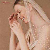 TOPQUEEN V157 Pearls Wedding Veils with Comb Bridal Veil Type Layer Dramatic 1 Tier Pearl Veil Bridal Veils Bead Wedding Veil Hair Accessories