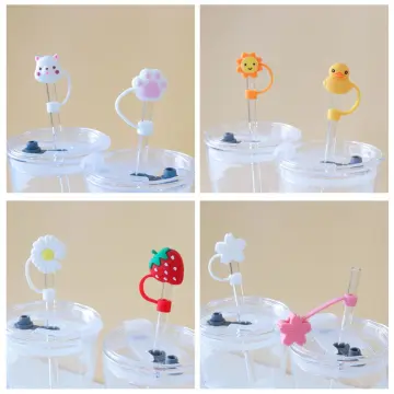 10pcs Reusable Silicone Straw Cover & Straw Stopper & Straw Cap, Cartoon  And Mixed Styles, Fit For 6-8mm Diameter Straws