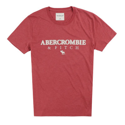 Abercrombie & Fitch เสื้อยืดคอกลมแขนสั้นผู้ชายแขนเสื้อครึ่งคอ