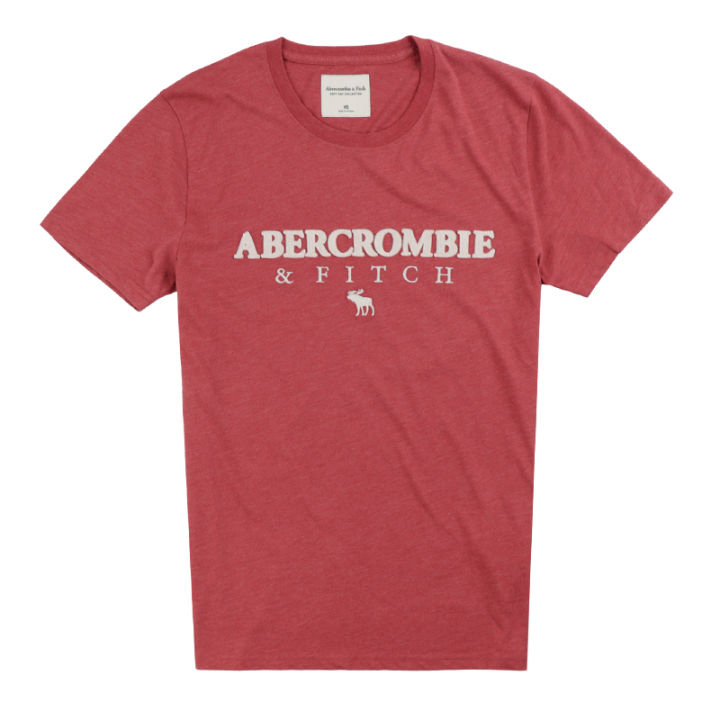 abercrombie-amp-fitch-เสื้อยืดคอกลมแขนสั้นผู้ชายแขนเสื้อครึ่งคอ