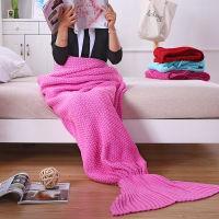 Newest Ladies Mermaid Blanket Thickened Fish Tail Blanket Wool Knitting Air Conditioning Blanket Womens Gift Nap Sofa Blanket