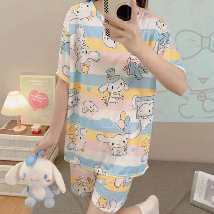 พร้อมส่ง-ชุดนอน-คอกลมเสื้อแขนสั้น-ขาสั้น-ลายการ์ตูน-34-ลาย-ผ้าคอตตอน-เนื้อผ้านิ่ม-ใส่สบาย-ฟรีไซส์-wt