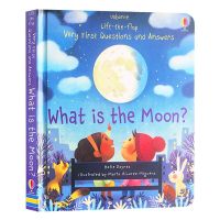 Usborne Lift The Flap Book First คำถามและคำตอบคืออะไร Moon หนังสือเด็กความรู้ความเข้าใจสมุดวาดภาพระบายสีสำหรับเด็กหนังสือกระดาษแข็งสำหรับอายุ3-8ปีเรียนภาษาอังกฤษการศึกษาของขวัญปกแข็ง