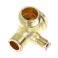 LJLJ-Male Thread 3 Way Metal Air Compressor Check Valve Gold Tone