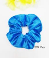 NK21 โดนัทรัดผม หนังยางรัดผม ที่มัดผมผ้ากำมะหยี่ สีฟ้า Velvet Scrunchies,ฺ Blue Scrunchy,Hair accessories,Elastic hair tie