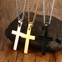 Classic Men Cross Pendant Necklace For Male Stainless Steel Necklace Statement Cruz Jewelry 24" Link Chain Fashion Chain Necklaces