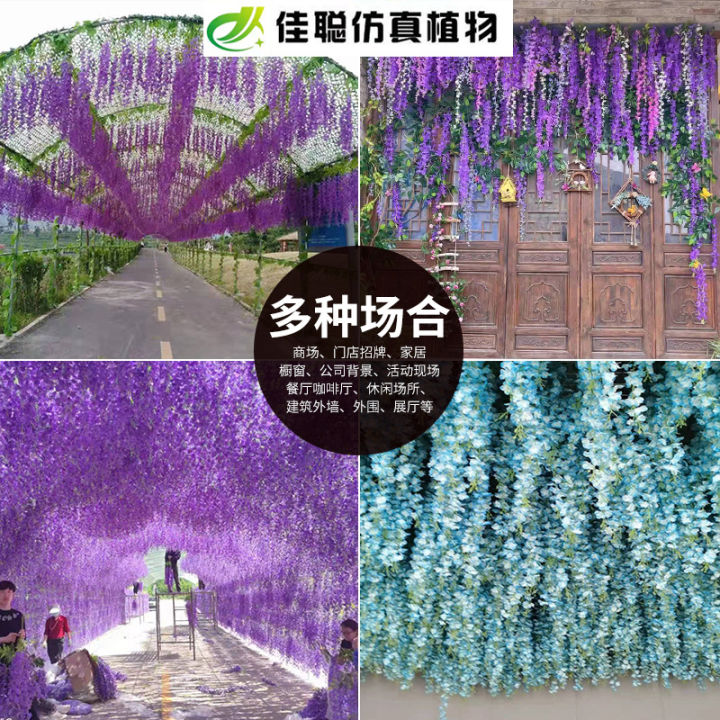 แกลอรี่ดอกไม้จำลองดอกไม้-wisteria-หนาแน่นของตกแต่งงานแต่งงานกิ่งหวายจำลองดอกไม้-wisteria-ดอกไม้ปลอม-stringshuilinshen