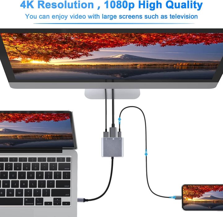 usb-c-to-hdmi-multiport-adapter-thumderbolt-3-to-hdmi-4k-video-converter-usb-3-0-hub-port-pd-quick-charging-port-with-large-proj-usb-hubs