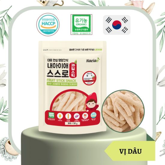 Bánh gạo ăn dặm hữu cơ naeiae hàn quốc cho bé từ 6 tháng vị dâu- dạng que - ảnh sản phẩm 1