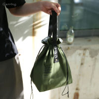 Gerring ผ้าใบถุงอาหารกลางวัน Drawstring นักเรียนภาชนะบรรจุอาหารกระเป๋ากลางแจ้งแบบพกพาปิกนิกอาหารค่ำภาชนะที่เก็บถุงสิริ