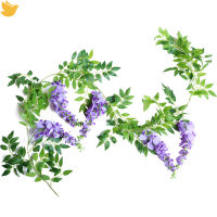 Leficus ดอกวิสทีเรียเทียมพวงมาลัยปลอมดอกไม้ Wisteria มาลัย190ซม.,ตกแต่งห้องนอนติดผนังงานแต่งงานในร่มกลางแจ้งพร้อมส่ง