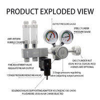 รุ่น Fish Tank DIYCO2 Regulator,โซลินอยด์วาล์ว Bubble Counter CO2 Reaction Control System ชุดวาล์วลดความดัน