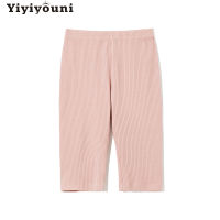 Yiyiyouni Elastic High Waist Knitted Skinny Shorts Women Summer Casual Solid Slim Shorts Women White Pink Cotton Bottoms Female