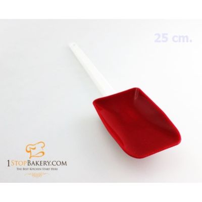 SILICONE SOLUTION RED SPOON W/PLASTIC HANDLE BONDED 25 CM./สปาตูล่าซิลิโคน