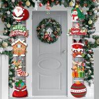 【CC】┅⊙  2023 Door Hanging Claus Elk Couplet for Xmas Ornaments Noel