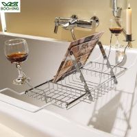 WBBOOMING Stainless Steel Bathtub Holder Tray Bath Caddy Extending Sides Reading Rack Tablet Phone Wine Glass Bathroom Tray