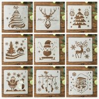 9Pcs 13cm Christmas Santa Clause Reindeer Snow DIY Layering Stencils Painting Scrapbook Coloring Embossing Decorative Template Rulers  Stencils