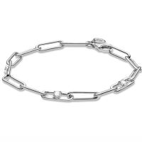 Link Chain &amp; Stones Sparkling Stars Daisy Flower Pave Bar Bracelet Fit 925 Sterling Silver Bangle Bead Charm Diy Jewelry