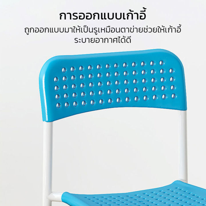 เก้าอี้พลาสติก-เก้าอี้พนักพิงมีรู-เก้าอีโพลีพนักพิงมีรู-เก้าอี้อเนกประสงค์-มี-3สี-ขาว-ดำ-เทา-โครงเหล็ก-รับน้ำหนัก-110-กก