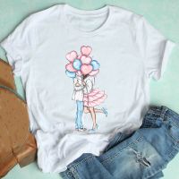 Love Valentine Women T Shirt Short Sleeve Watercolor Cartoon Spring Clothes Print Tshirt Female Tee Top Graphic T-shirt Women DQR6