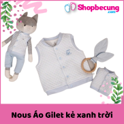 Nous Áo Gilet kẻ xanh trời