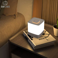 LEBI ชาร์จไฟไฟตอนกลางคืนห้องนอนแบบสัมผัสแสงไฟสร้างบรรยากาศยามค่ำคืน Pelindung Mata คู่หูโคมไฟ LED ข้างเตียงไฟสำหรับนอนหลับ