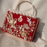 Hot selling style handmade bag wedding portable bride velvet cheongsam retro red banquet