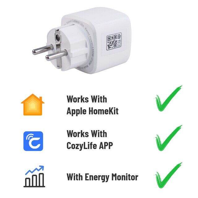 HomeKit Smart Plug EU With Energy Monitor WiFi 16A Socket 220V 110V
