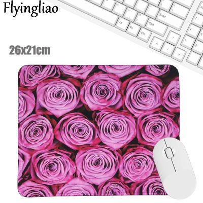 （A LOVABLE）ดอกไม้สีชมพูแผ่นรองโต๊ะแผ่นรองแล็ปท็อป ForHome PCKeyboard CutePad โต๊ะยางกันลื่น