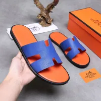 2023 new casual leather palm print H slippers herr mesˉ mens trendy outer wear mens Korea brand Korean version personality all-match slides