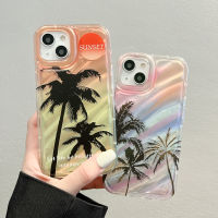 เคส iPhone 11 12 14 13 Pro Max 7 8 Plus 7 + 8 + XR เคสลายต้นมะพร้าวน่ารักการออกแบบลวดลายผู้หญิงหญิงสาวเคสใส TPU เนื้อนิ่มบางน่ารัก