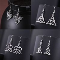 Viking Fox Triquetra Animal Irish Celtics Knot Earrings Silver Color Women Drop Earring Jewelry Magic Supernatural Amulet 2022