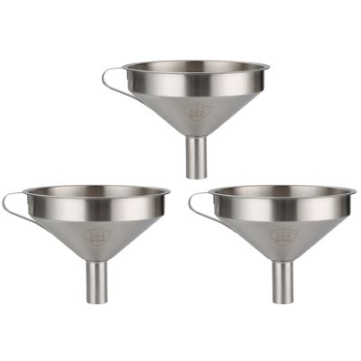 Stainless Steel Funnel Kitchen Oil Liquid Funnel Metal Funnel with Detachable Filter Wide Mouth Funnel