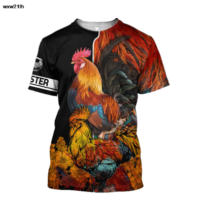 2023 Summer Mens Casual Short Sleeved T-shirt, Pullover, 3d Printed Rooster Unisex