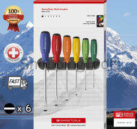 PB Swiss Tools ชุดไขควง ปากแบน *รุ่น Premium PB 8240 RB ด้ามยางสีรุ้ง พร้อมที่ติดผนัง (6 ตัว/ชุด)