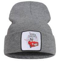 【CW】 Theme Print With Dog Driving Men Knit Hats Warm Street Hat Cotoon Fashion Ski Caps Boys