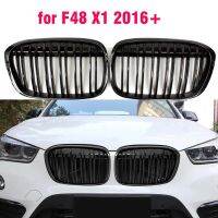 Gloss Black Front Bumper Kidney Grill Grilles For BMW X1 F48 F49 2016 2017 2018 2019 2020 XDrive Double Line M Style