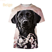 Casual (สต็อกเพียงพอ) Men Women Fun Short Sleeved New Fashion 3D Labrador Printed T-shirt Hot Sale Pet Dog Animalคุณภาพสูง size:S-5XL