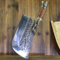 8.5 Inch Fixed Blade Knife Copper Kirin Decor Cleaver Chopper Slicing Hanamde Forged Kitchen Knives Bone Meat And Poultry Tools ?พร้อมส่ง?มีดครัวปลอม มีดมังกร