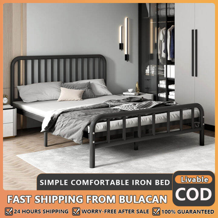 Iron bed frame double size European minimalist style wrought iron bed