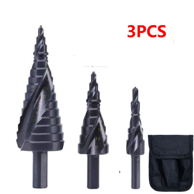 3PCS 4-32mm HSS Cobalt Step Drill Bit Set Nitrogen High Speed Steel Spiral For Metal Cone Triangle Shank Hole Metal drills