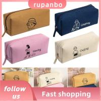 กระเป๋าเก็บของเครื่องเขียนความจุขนาดใหญ่ RUPANBO039392692ผ้าใบแบบพกพาที่เก็บเครื่องเขียนทนทานมัลติฟังก์ชันกระเป๋าดินสอนักเรียน