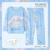 Sanrioes อะนิเมะ Cinnamoroll Pikachu เด็กเด็กชุดนอนชุดเด็กชุดนอนสาวแขนยาวบ้านเสื้อผ้าเด็กวันเกิด Gift9542