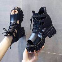 ❄▫✗ YUDX Summer Hollowed-out Breathable Thin Roman Sandals Women New All-match High-heeled Platform Sandals Wedge Platform Shoes