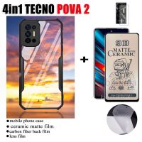 4in1 Tecno Pova 2เคสสำหรับ Infinix Note 10 Pro,เคสโทรศัพท์กันตก + ฟิล์มบางด้าน + ฟิล์มเลนส์กล้อง + ฟิล์มคาร์บอนด้านหลัง